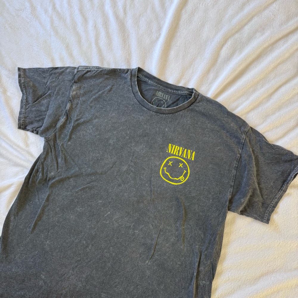 NIRVANA Charcoal Tee with Yellow Emblem